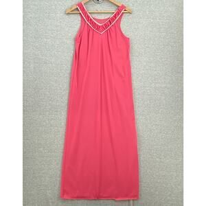 Vintage Spotlight Nightgown Womens Medium 14-16 Pink Maxi Sleeveless Slip Dress